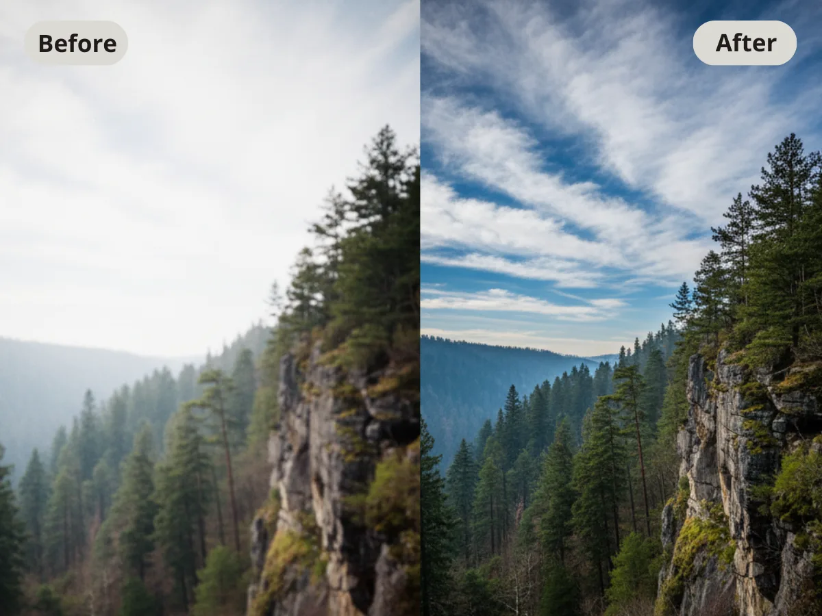 aiupscaler.org - ai image upscaler landscape photo enhancement before and after